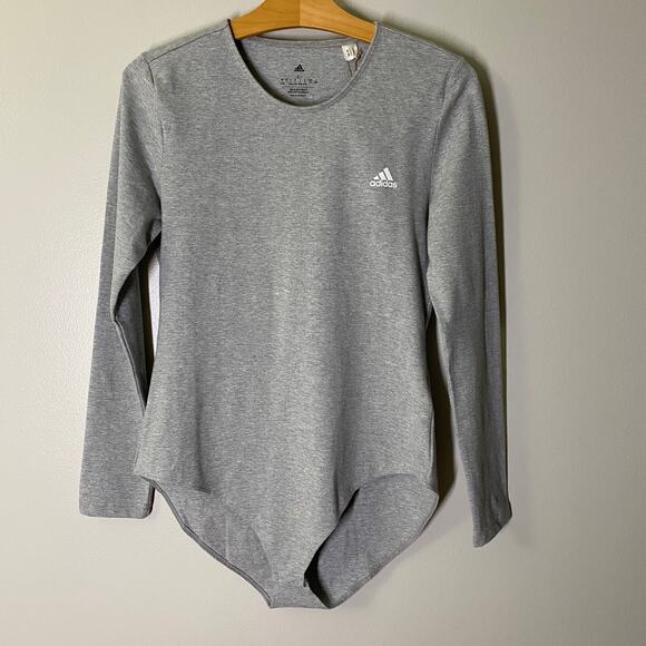 Adidas Gray Teddy Long Sleeve Bodysuit NWT Women’s Size L - Picture 2 of 7